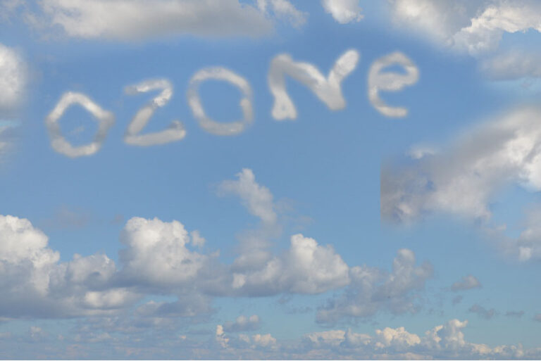 ozone spelled with clouds in the sky